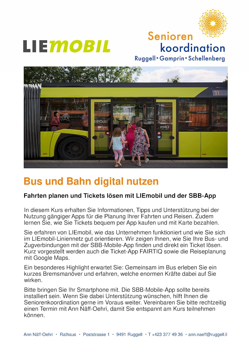 Flyer LIEmobil Bus und Bahn digital nutzen